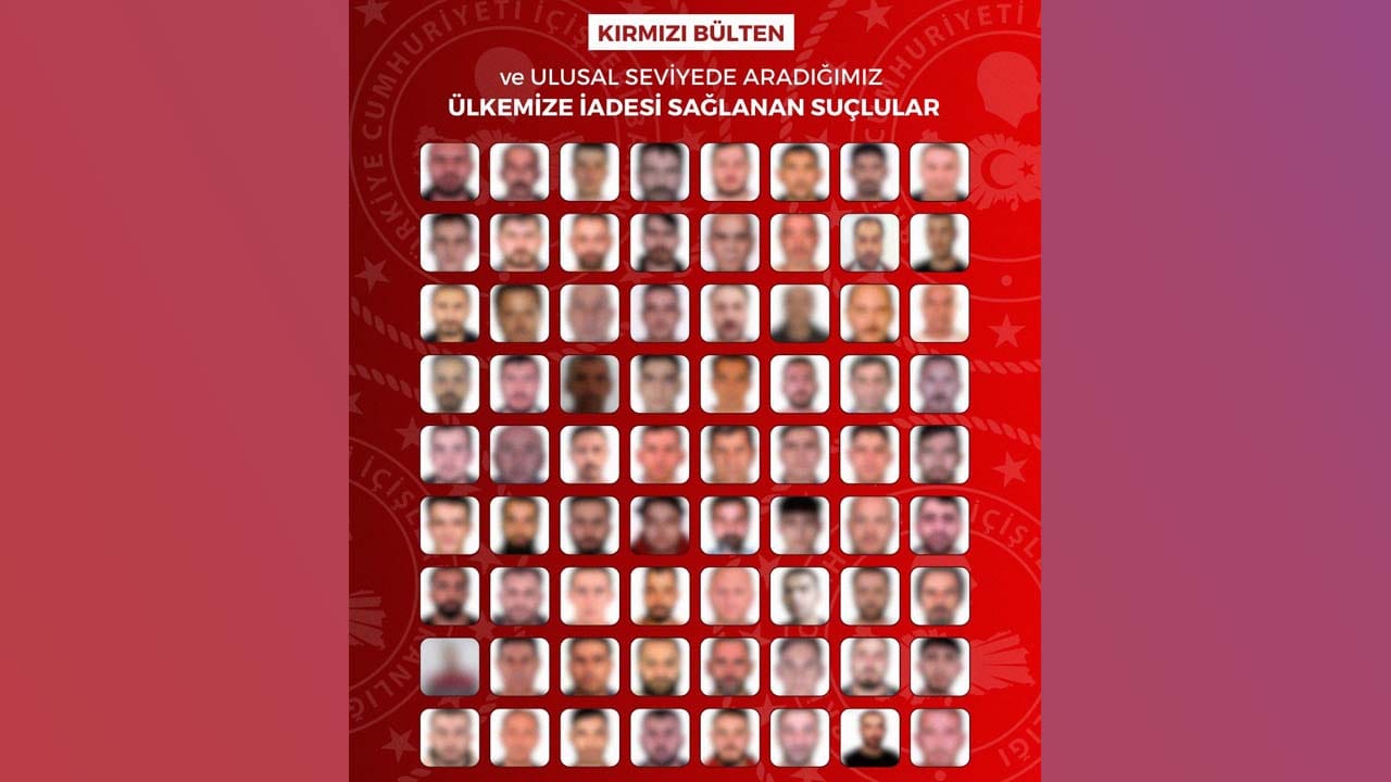 İçişleri Bakanlığı koordinesinde yürütülen operasyonlarla, kırmızı bültenle ve ulusal çapta